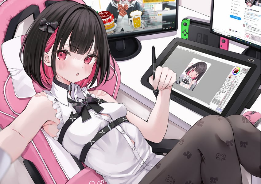rikotan (indie virtual youtuber and 1 more) drawn by rikotan