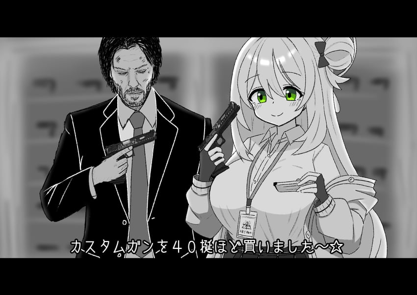 nonomi and john wick (blue archive and 1 more) drawn by kkytama0222