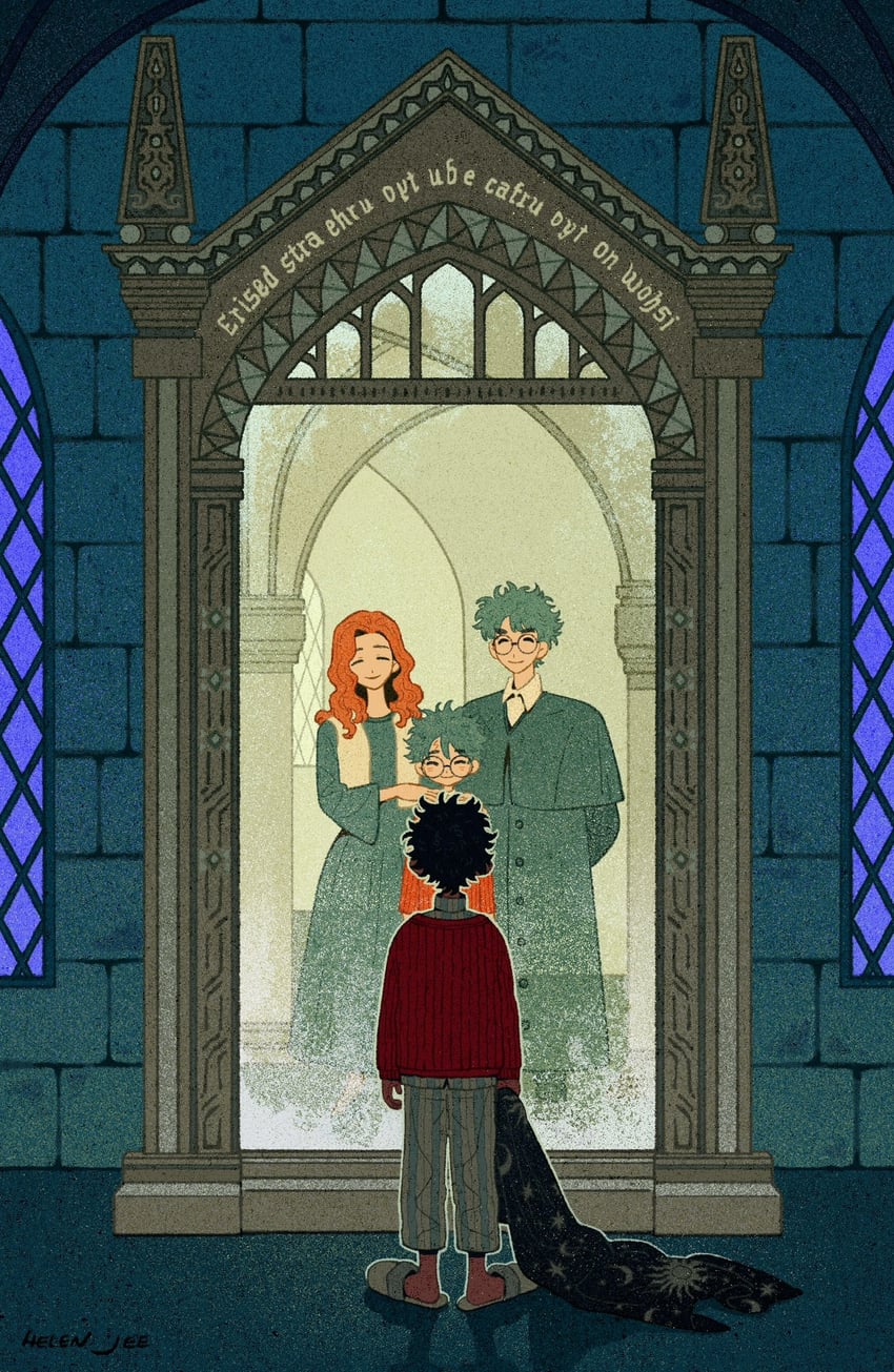 harry potter, lily evans, and james potter (wizarding world and 1 more) drawn by helen_jee
