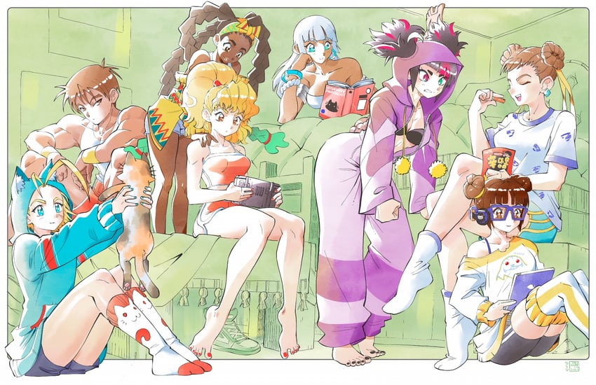 chun-li, cammy white, han juri, elena, kimberly jackson, and 3 more (street fighter and 4 more) drawn by getinthegustaff