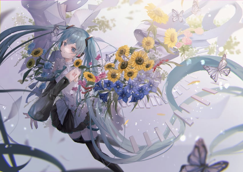 hatsune miku (vocaloid and 1 more) drawn by sanou