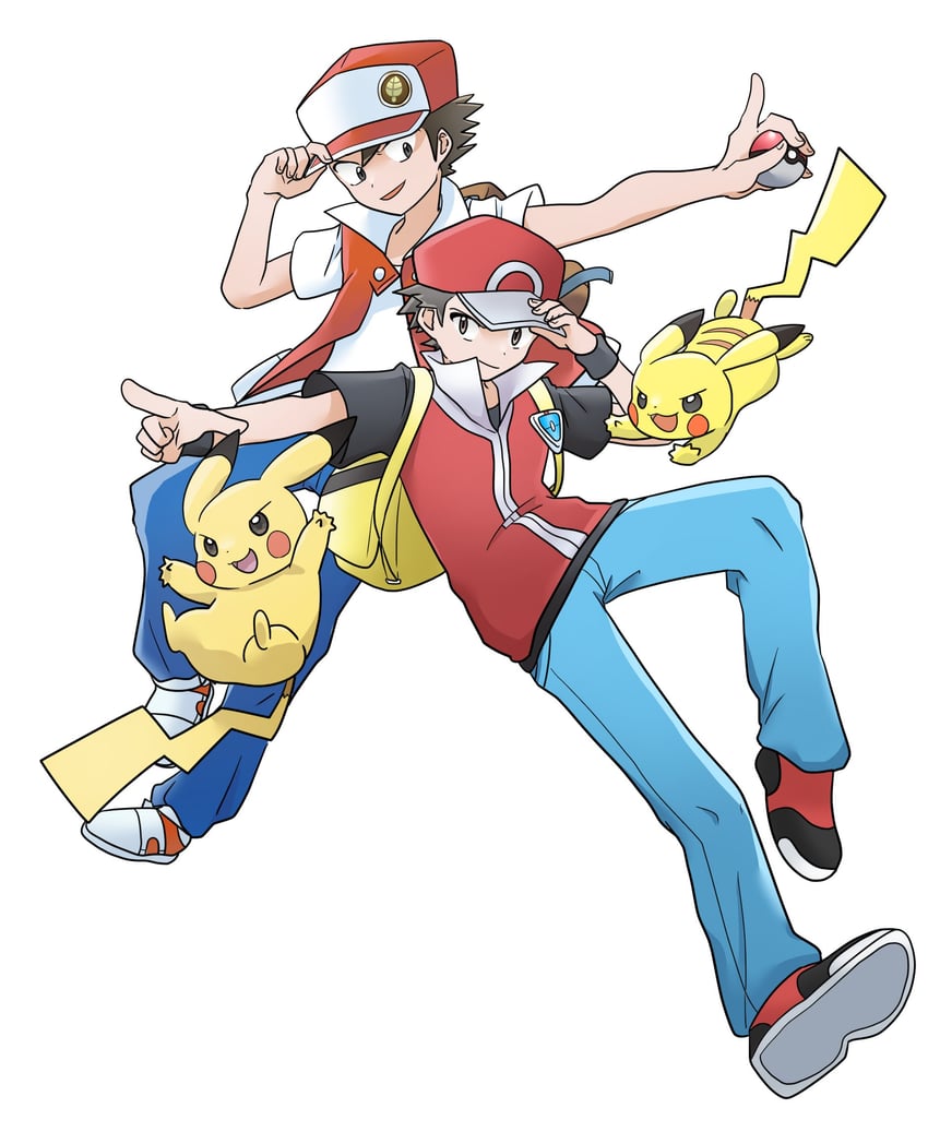 pikachu and red (pokemon and 2 more) drawn by mashiro_eaka