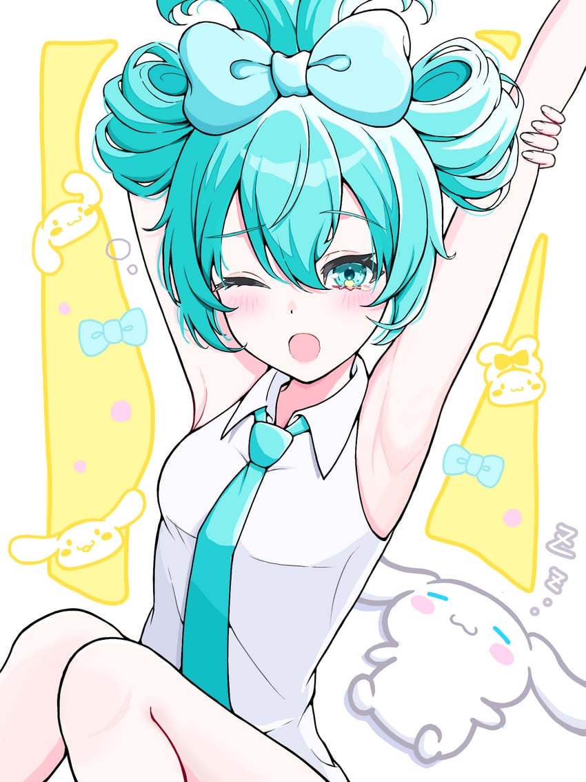 hatsune miku, cinnamoroll, and cinnamiku (vocaloid and 2 more) drawn by uzuki_sena