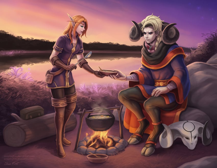 player character and jodariel (warcraft and 2 more) drawn by sleepingfox