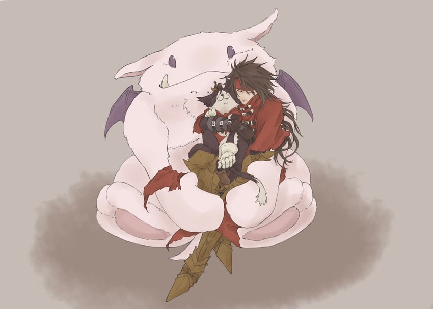 moogle, vincent valentine, and cait sith (final fantasy and 3 more) drawn by msa_mne
