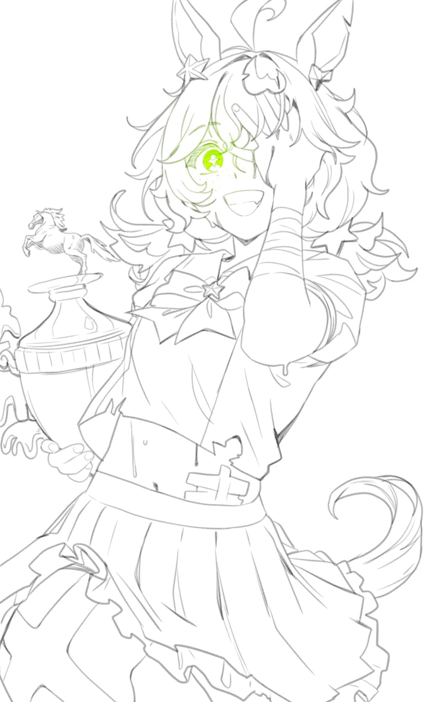 jovial merryment and fearsome fate (umamusume and 1 more) drawn by thernz
