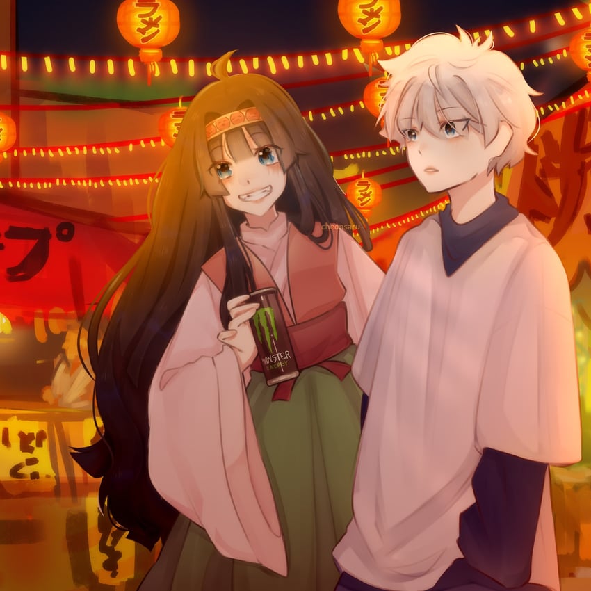 killua zoldyck and alluka zoldyck (hunter x hunter) drawn by cheonsaru