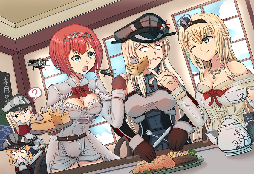 prinz eugen, bismarck, graf zeppelin, warspite, and ark royal (kantai collection) drawn by guangsu_gongjue