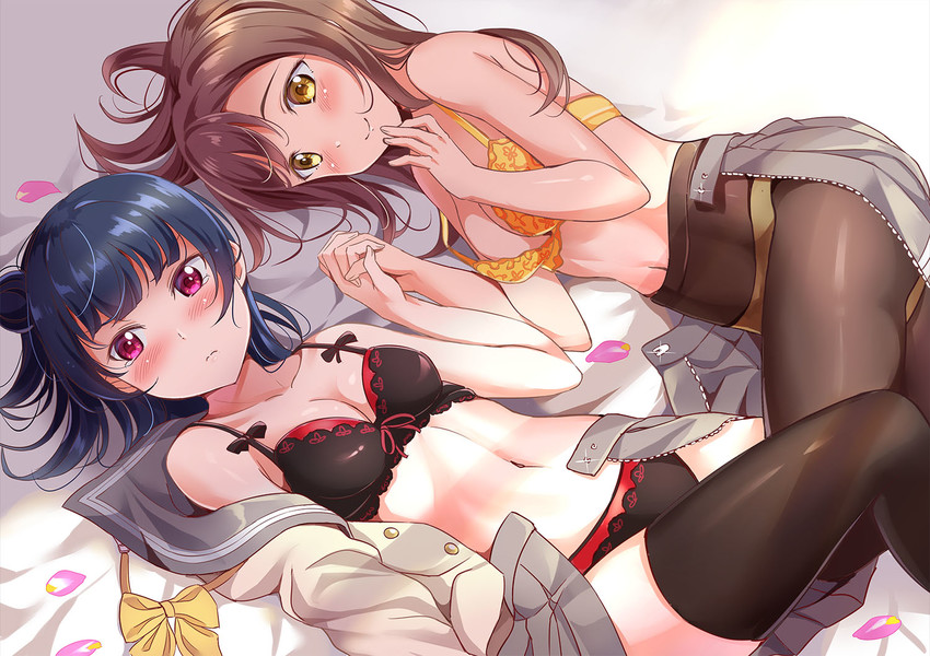 tsushima yoshiko and kunikida hanamaru (love live! and 1 more) drawn by tipii