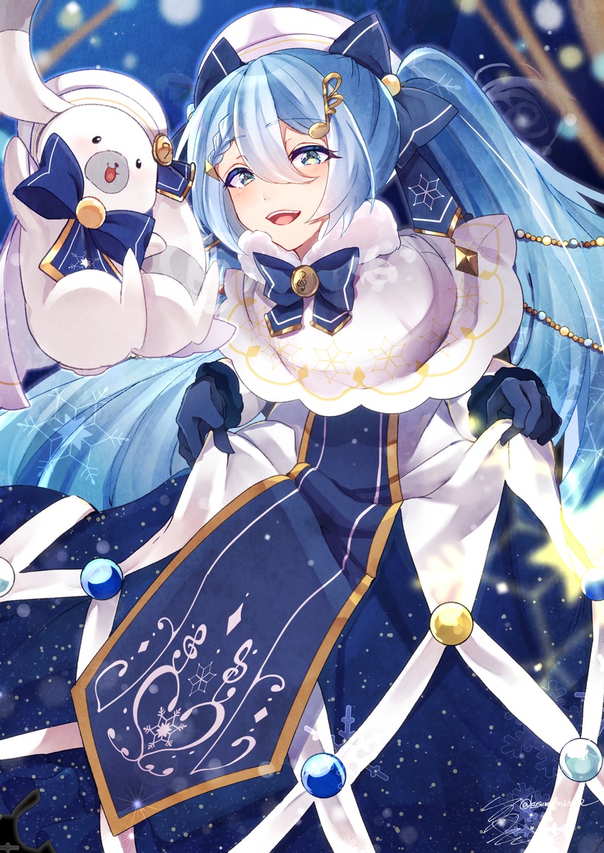 hatsune miku, yuki miku, and rabbit yukine (vocaloid) drawn by kusunokimizuha