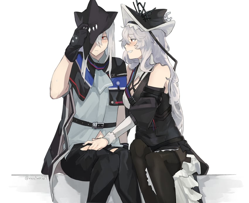 skadi, specter, and specter the unchained (arknights) drawn by meatworld9