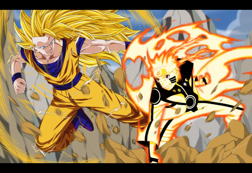 son goku and uzumaki naruto (dragon ball and 3 more) drawn by dannex009