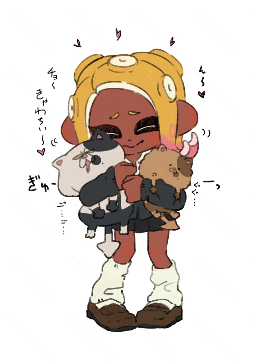 octoling player character, octoling girl, judd, and li'l judd (splatoon) drawn by coula_cat