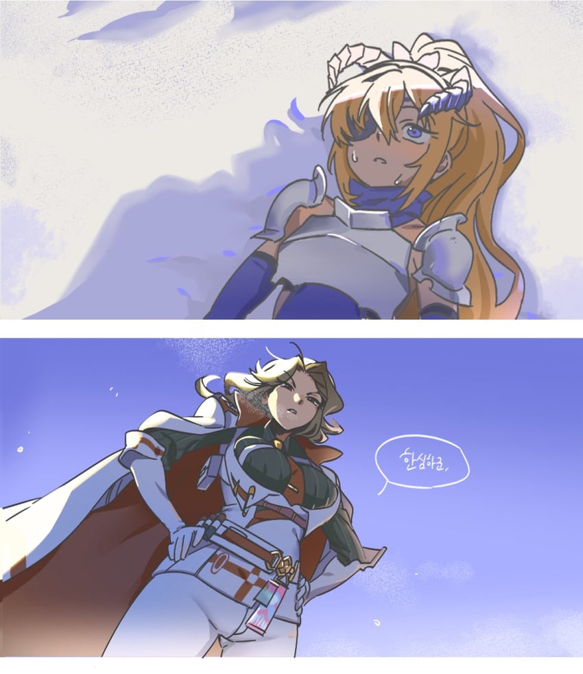 guillotine and ingrid (goddess of victory: nikke) drawn by izagmanha