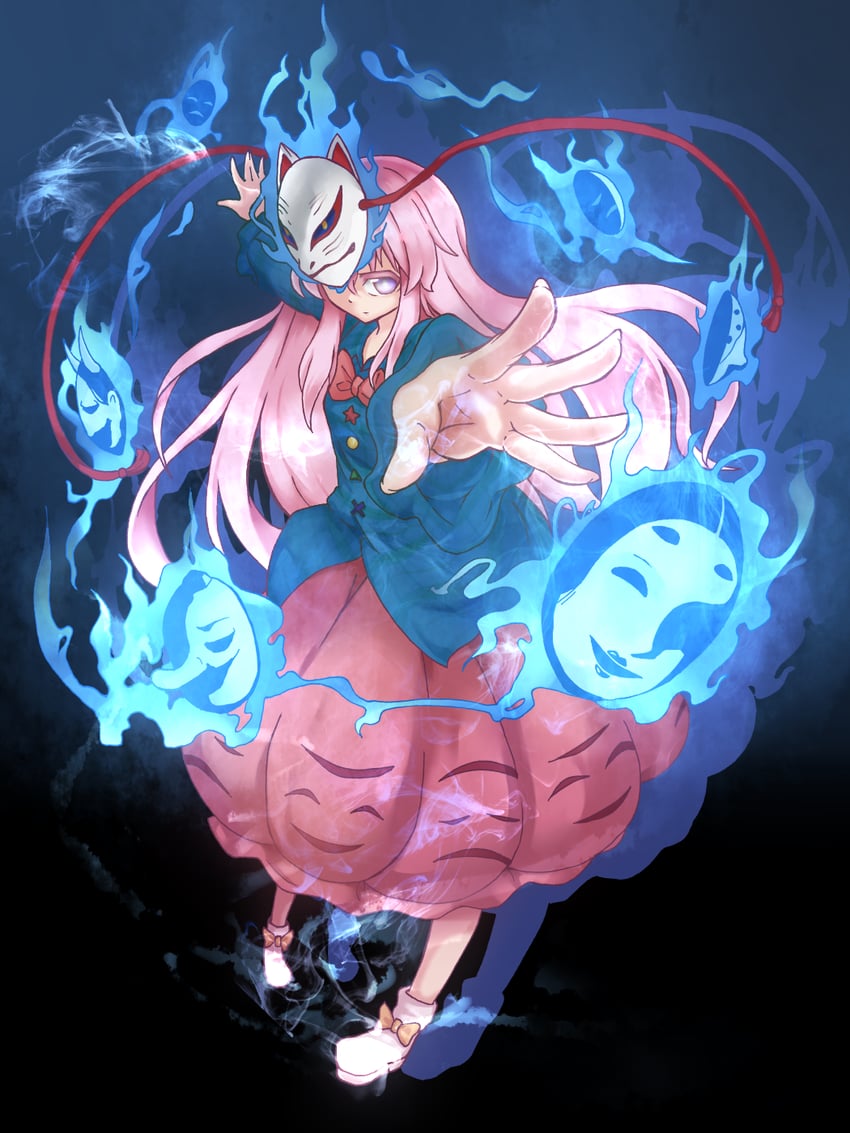 hata no kokoro (touhou) drawn by seru_(cell_495)