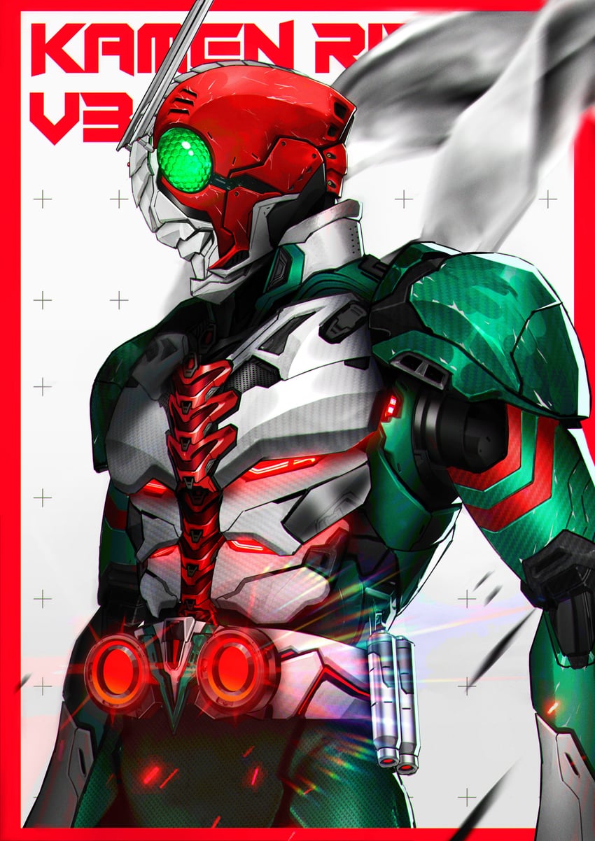 kamen rider v3 (kamen rider and 1 more) drawn by keen_fai