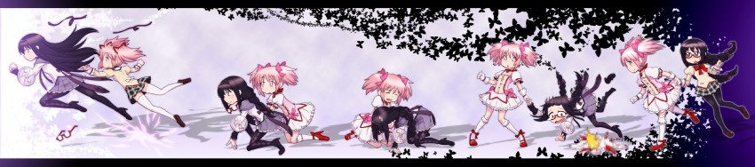 akemi homura, kaname madoka, and kyubey (mahou shoujo madoka magica) drawn by matsumoto_tomoyohi
