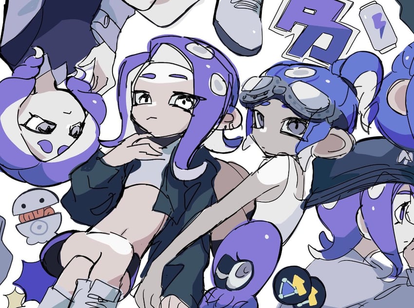 octoling player character, octoling girl, and octoling boy (splatoon and 1 more) drawn by o_oh56