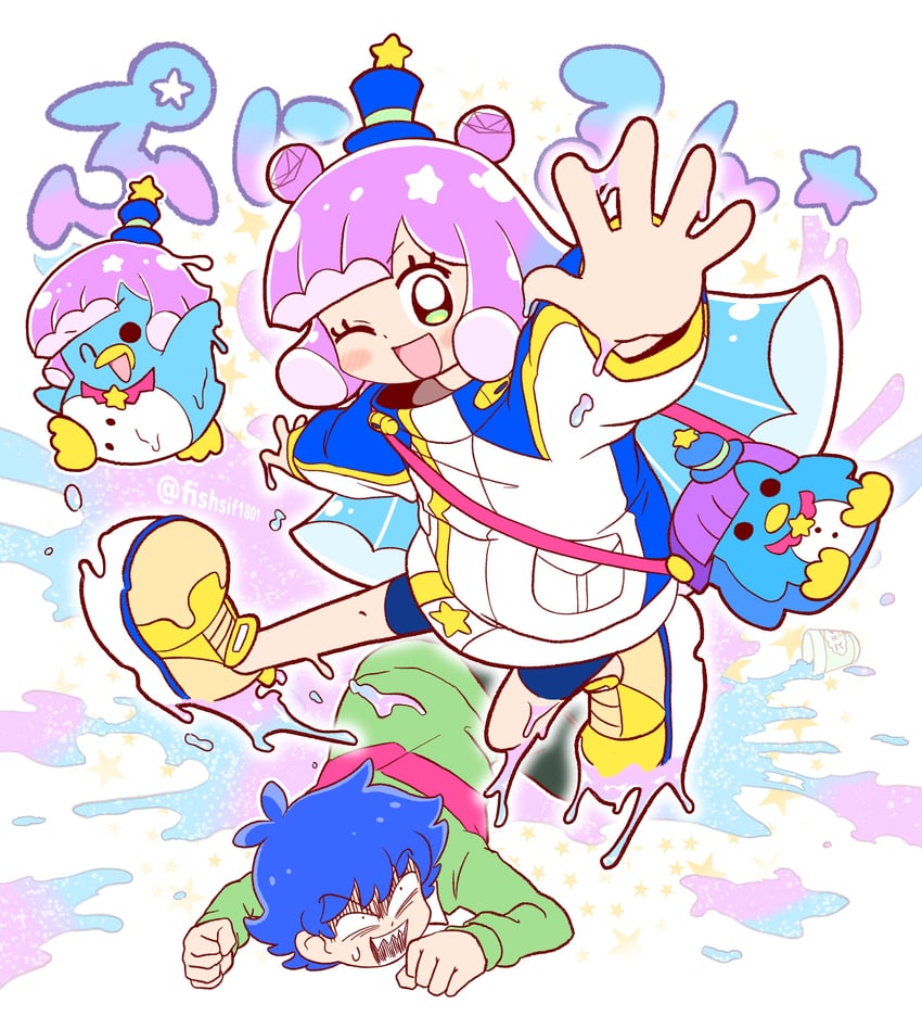 puniru and kawaii kotarou (puniru wa kawaii slime) drawn by fishsif1801