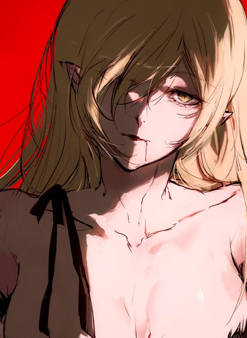 oshino shinobu and kiss-shot acerola-orion heart-under-blade (monogatari and 1 more) drawn by moku_(muooku)