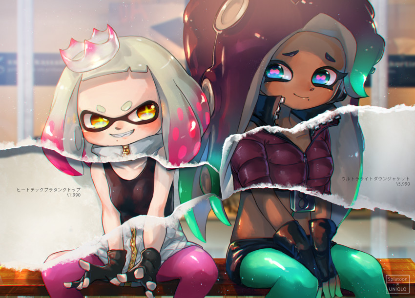 marina and pearl (splatoon and 1 more) drawn by kashu_(hizake)