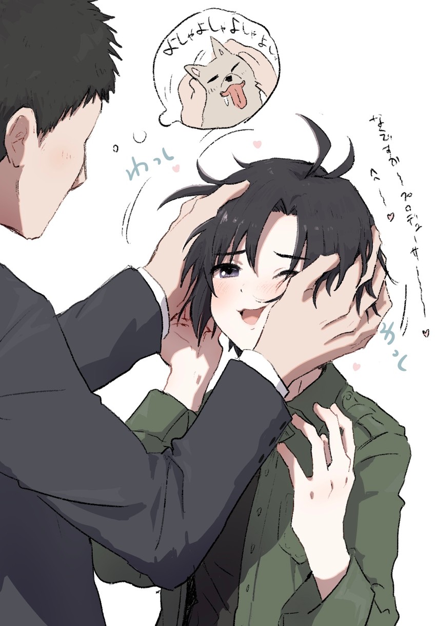 producer and kikuchi makoto (idolmaster) drawn by hiragana_(maru_kaku)