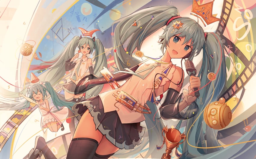 hatsune miku (vocaloid and 1 more) drawn by soukl.m