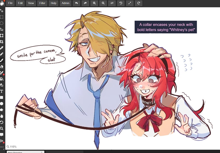 player character, whitney, and miyu (degrees of lewdity) drawn by miyubunn