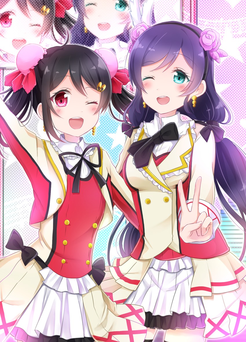 tojo nozomi and yazawa nico (love live! and 1 more) drawn by mashuhope_(chinesere)