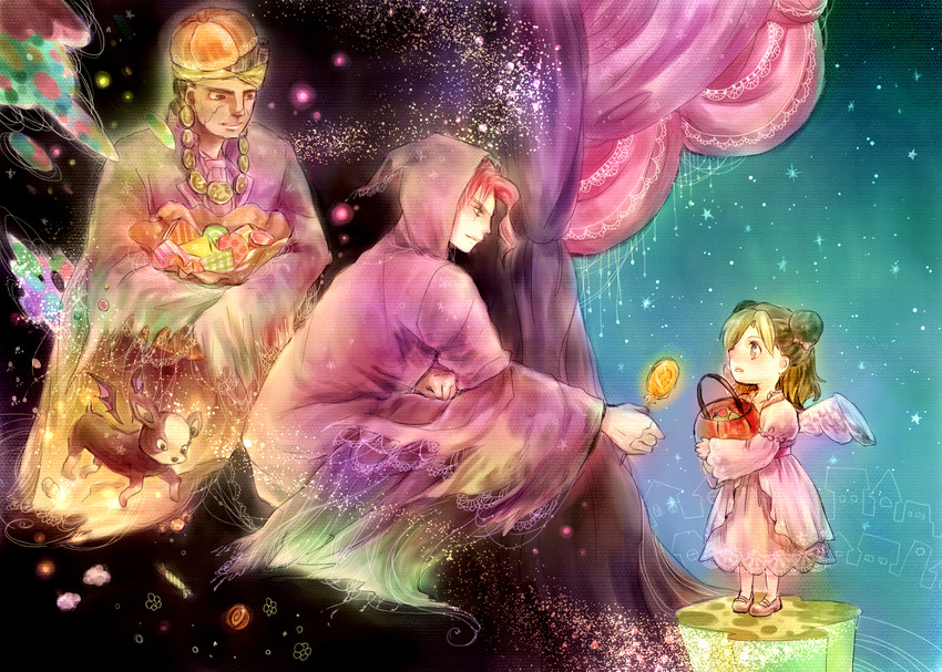 kujo jolyne, kakyoin noriaki, mohammed avdol, and iggy (jojo no kimyou na bouken and 2 more) drawn by aruba