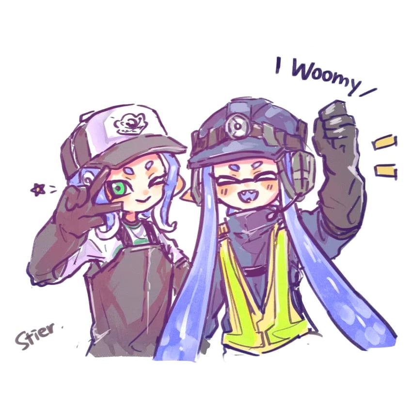 inkling player character, inkling girl, octoling player character, and octoling girl (splatoon) drawn by gucandiyi52092