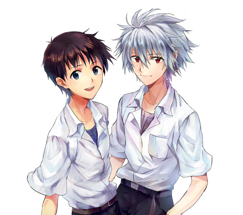 ikari shinji and nagisa kaworu (neon genesis evangelion) drawn by karimero_(calimer0)