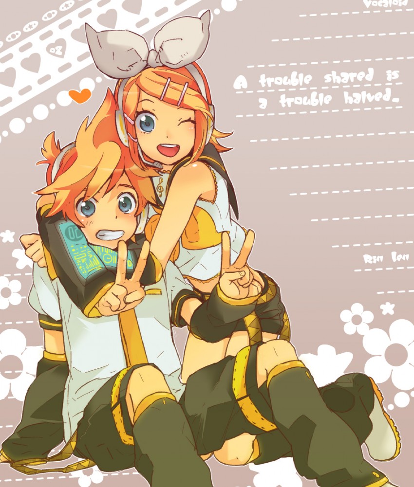 kagamine rin and kagamine len (vocaloid) drawn by hero_(dka)