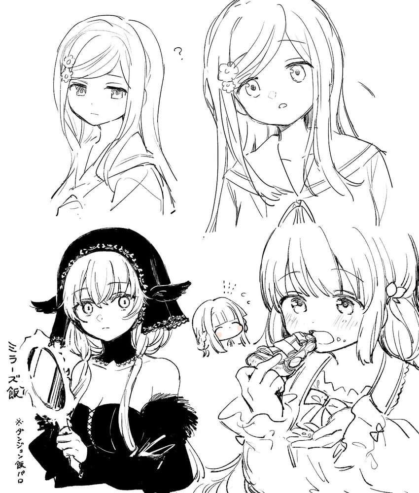 marcille donato, tamaki iroha, satomi touka, sena mikoto, and kurusu alexandra (mahou shoujo madoka magica and 2 more) drawn by boyano