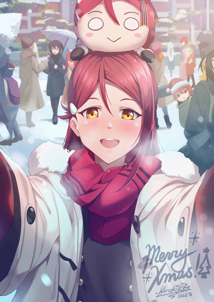 sakurauchi riko, uehara ayumu, takasaki yu, nanakusa nichika, aketa mikoto, and 1 more (idolmaster and 4 more) drawn by hiroki_ree