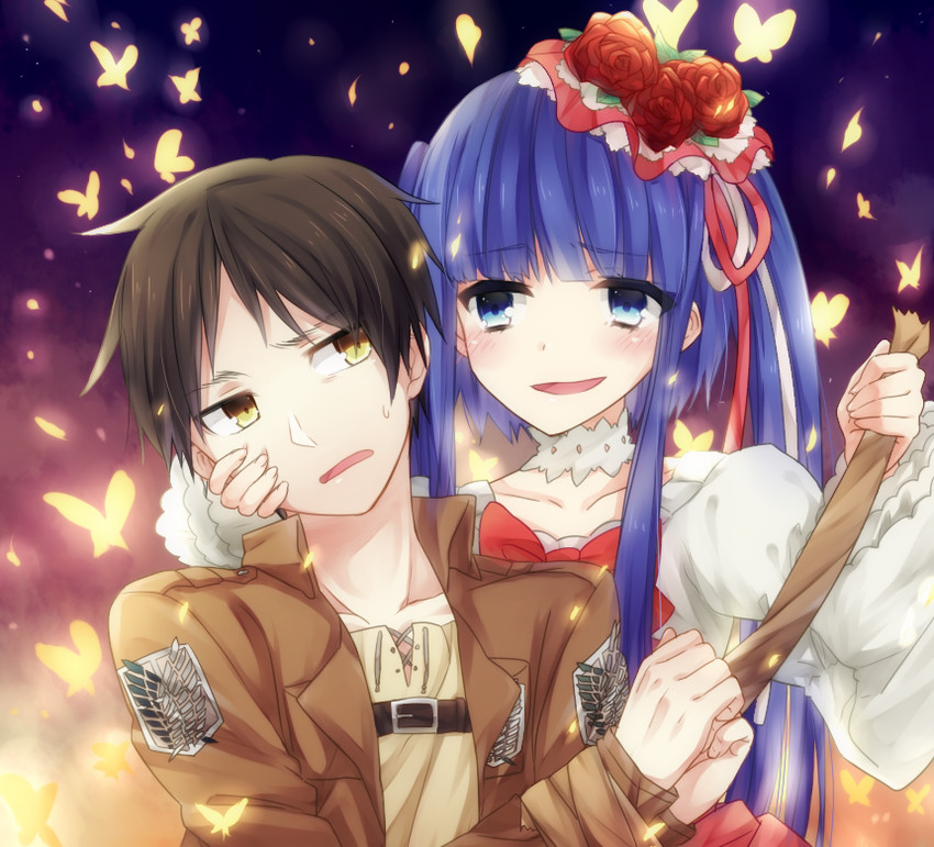 eren yeager and furudo erika (shingeki no kyojin and 1 more) drawn by ouhina