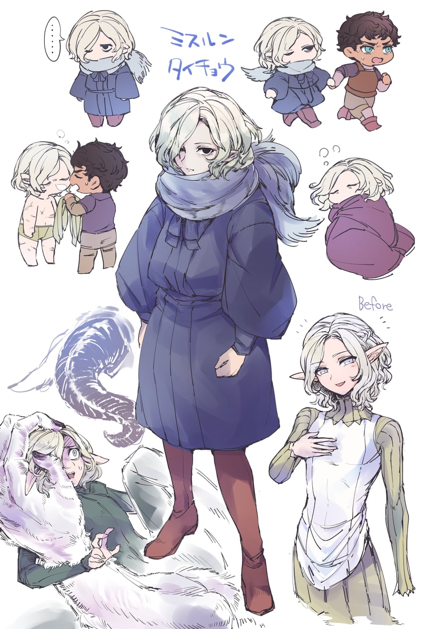 mithrun, kabru, and goat (dungeon meshi) drawn by soy_(pichupppkon)