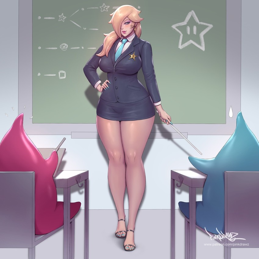 rosalina and luma (mario and 1 more) drawn by pinkdrawz