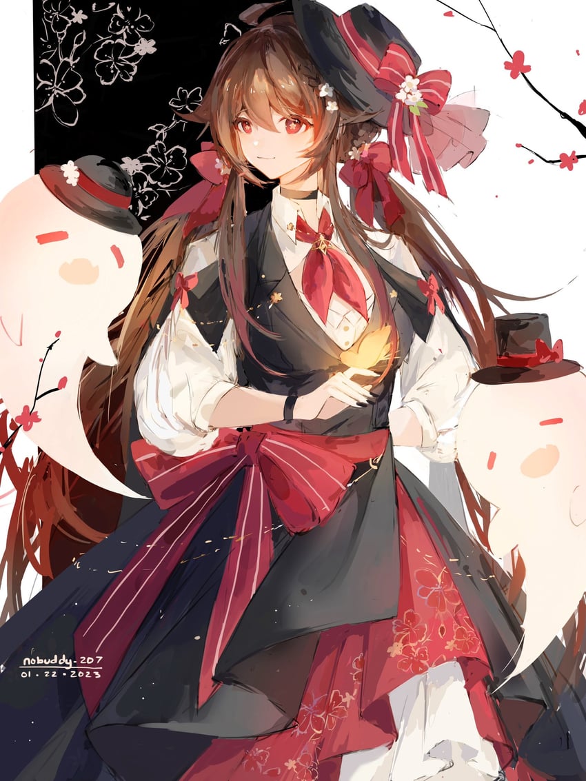 hu tao and boo tao (genshin impact) drawn by xu_carman