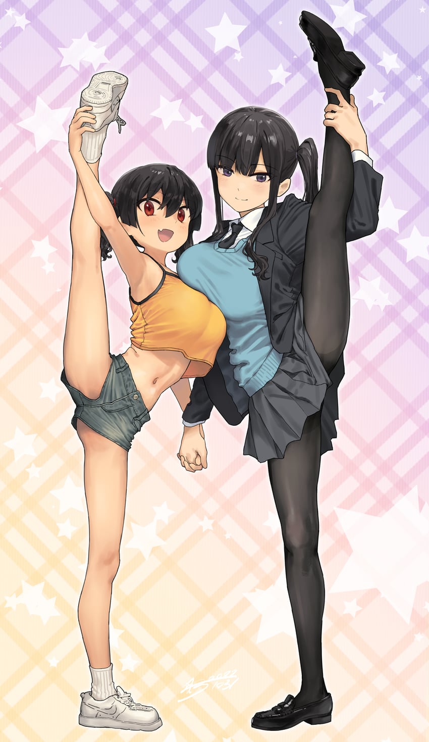 sasaki kanna and sasaki miyuki (gaki kyonyuu) drawn by kaedeko_(kaedelic)