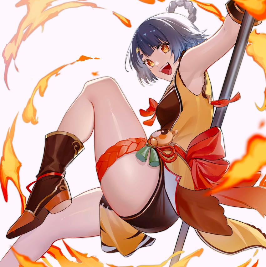 xiangling and guoba (genshin impact) drawn by doris_(1349745448)