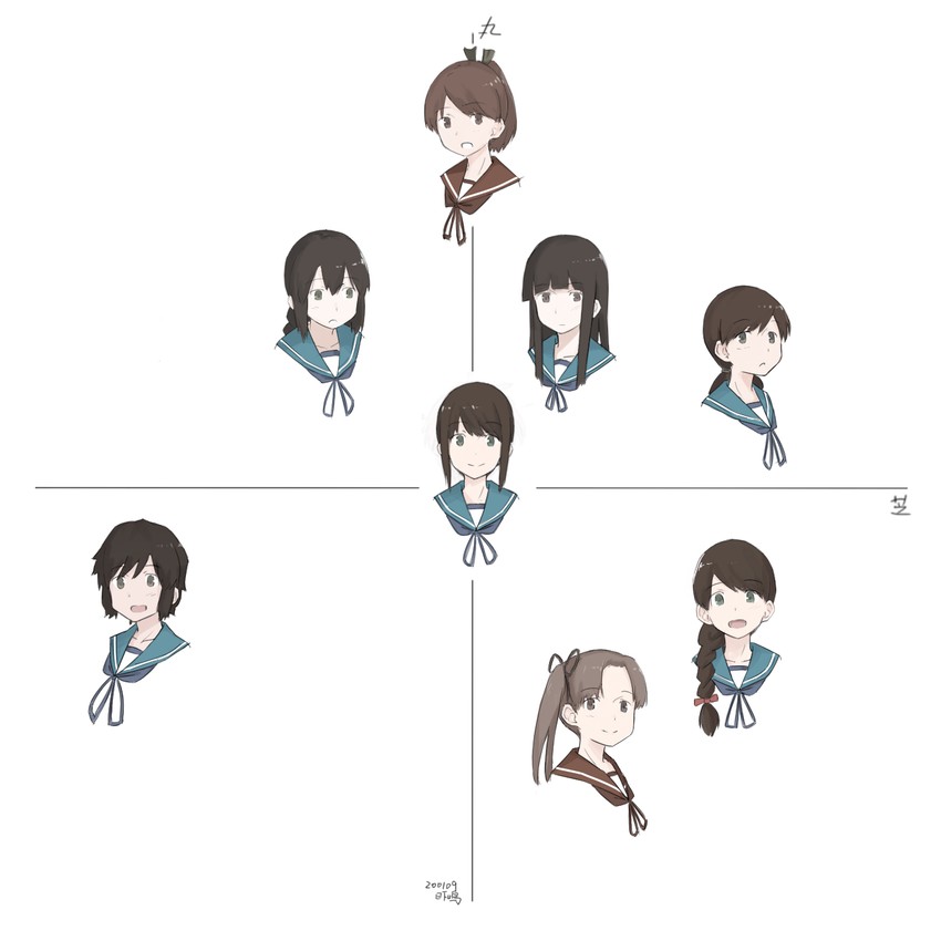 fubuki, hatsuyuki, shikinami, miyuki, shirayuki, and 3 more (kantai collection) drawn by hikashima_(shiofune)