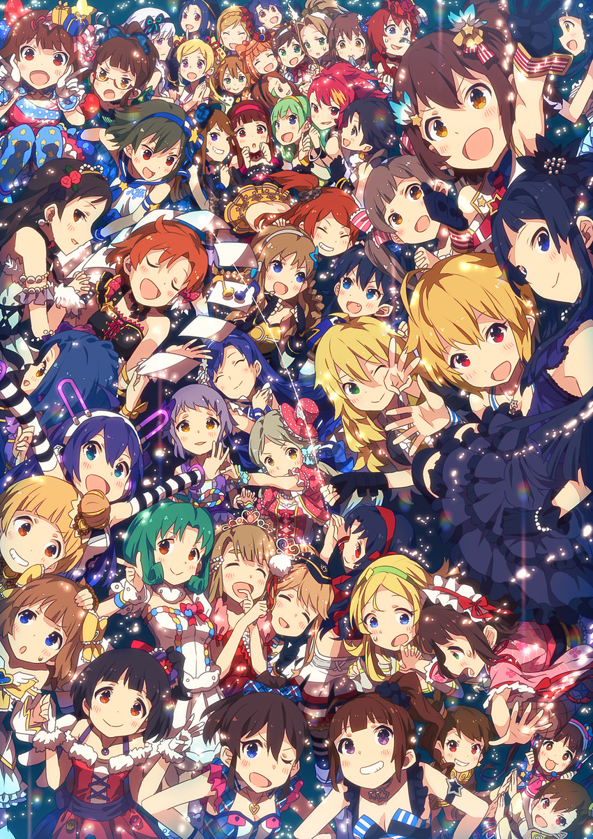hoshii miki, kisaragi chihaya, amami haruka, kikuchi makoto, shijou takane, and 49 more (idolmaster and 1 more) drawn by narumi_arata