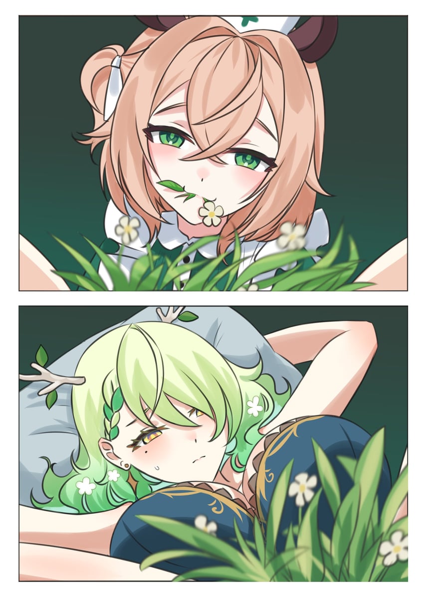 ceres fauna and nimi nightmare (hololive and 2 more) drawn by seekorplatypus