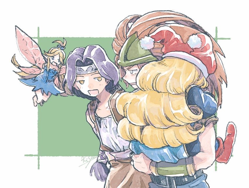 charlotte, duran, hawkeye, and faerie (seiken densetsu and 1 more) drawn by michibata_65
