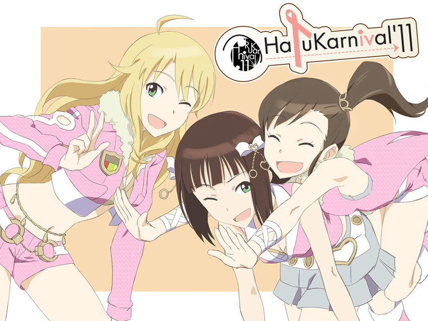 hoshii miki, amami haruka, and futami mami (idolmaster) drawn by origuchi_ya
