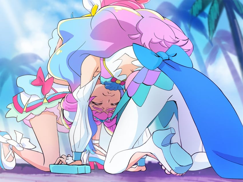 laura la mer, natsuumi manatsu, cure summer, and cure la mer (precure and 1 more) drawn by haruyama_kazunori
