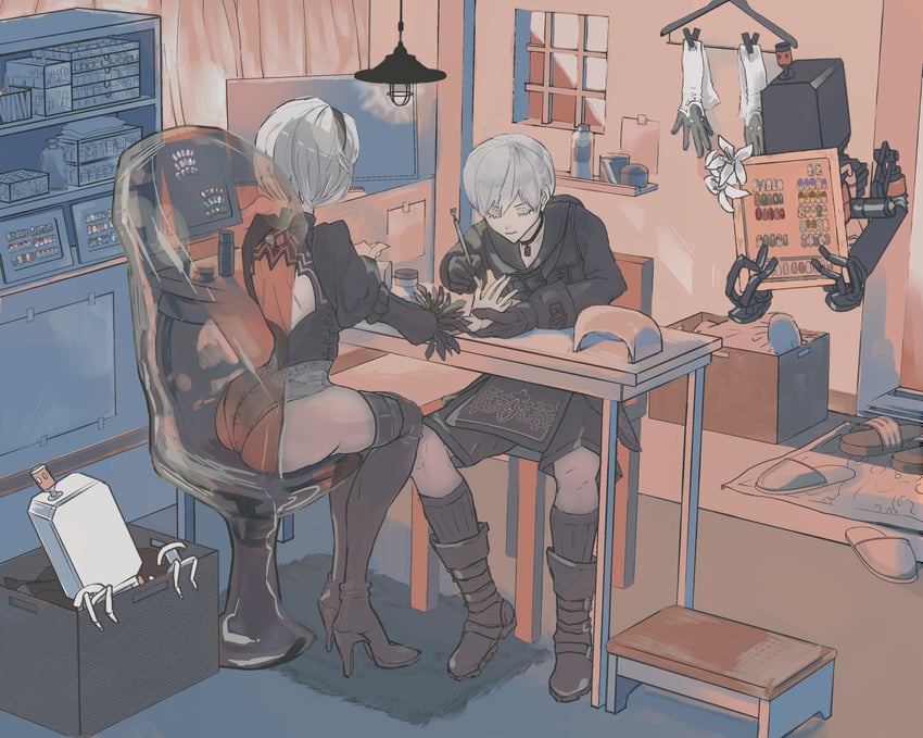 2b, 9s, and pod (nier and 1 more) drawn by sakatamayuko