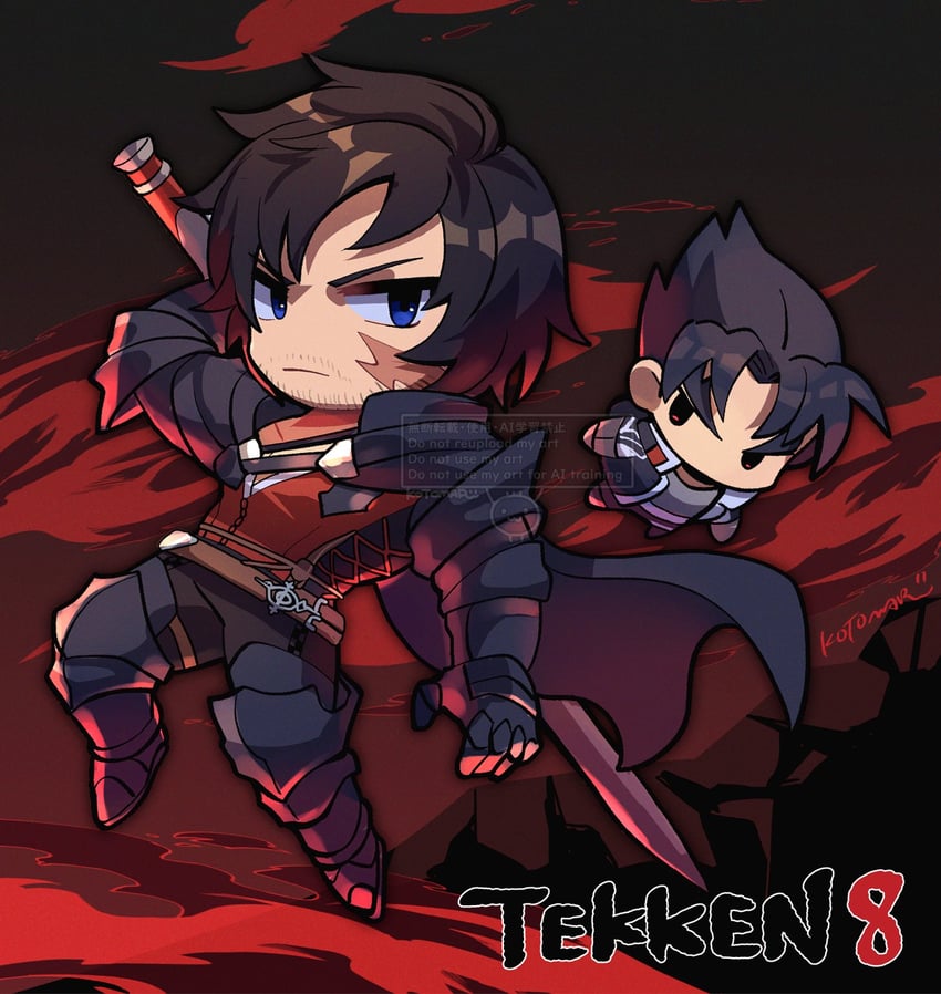 clive rosfield and kazama jin (final fantasy and 3 more) drawn by kotorai