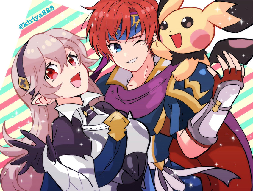 female corrin, pichu, and roy (pokemon and 4 more) drawn by kiriya_(552260)